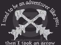 skryim eldor scrolls tshirt design "arrow in the knee" This Skryim Tshirt design is available on different T-shirts for Men, Women and Kids. (Some Tshirts come in different colors)